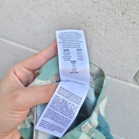 MOTHER | The Shaker Camo Chop Crop Cropped Linen Blend Pants Green Camo Size 24 - Picture 12 of 12